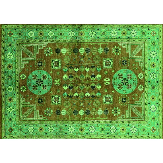 Ahgly Company Indoor Rectangle Oriental Green Industrial Area Rugs, 8' x 10'