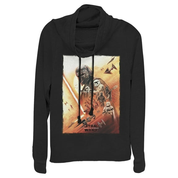 Junior's Star Wars: The Rise of Skywalker Kylo Poster Cowl Neck Sweatshirt Black Large