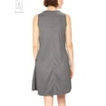 thumbnail image 4 of Gustave Women Summer Casual T Shirt Dresses Sleeveless Pure Color Pleated Loose Tank Tops Dress with Pocket (Gray, M), 4 of 7