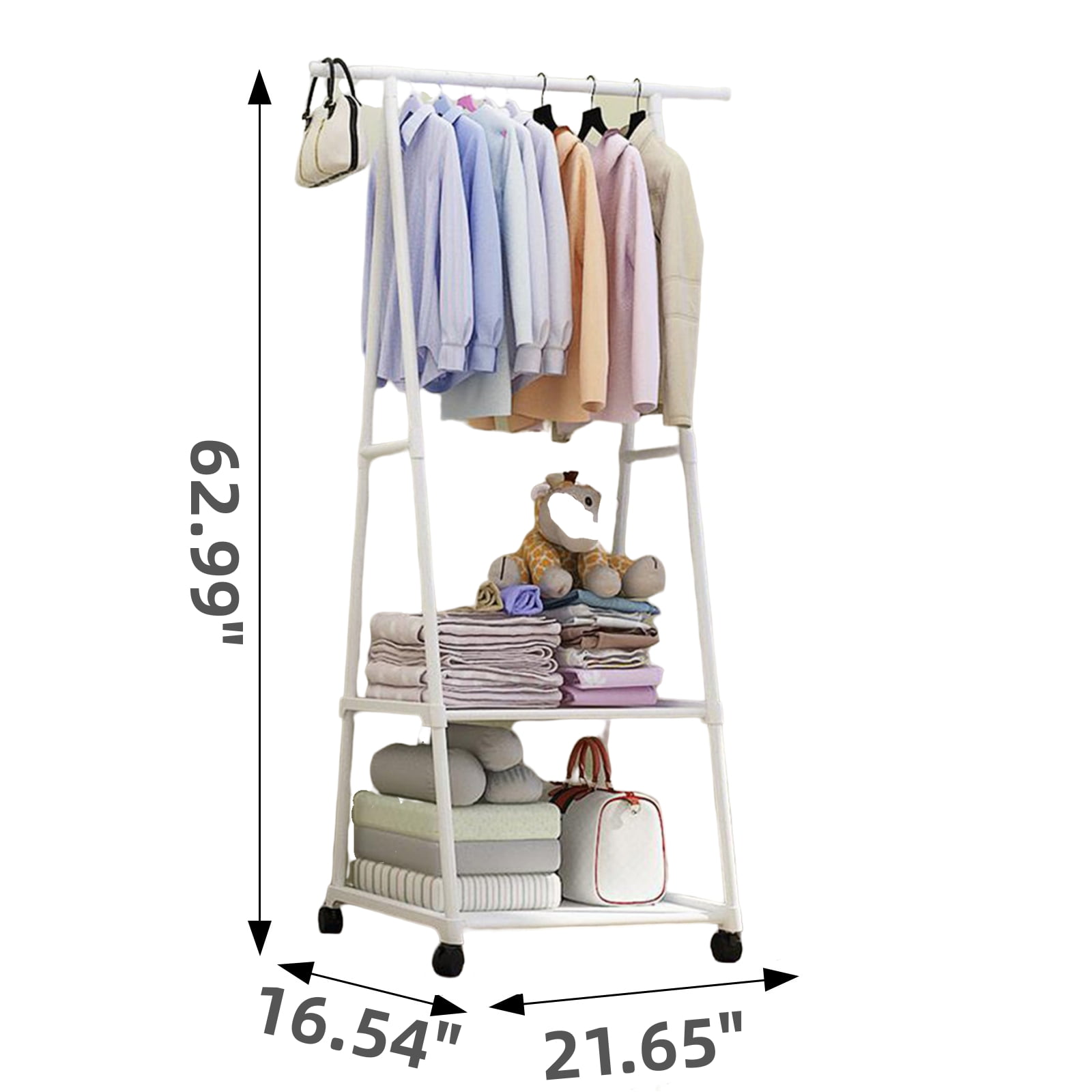 Portable Triangle Clothes Rack with Wheels 2 Tier Rolling Coat Hanging Garment Rack for Home Office Dorm in Cambodia at KHR 144783 Rating 5