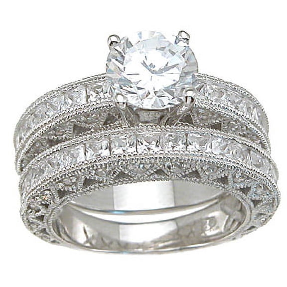 925 Sterling Silver Princess Wedding Ring Set for Women Wedding Ring Set Make Great Valentines Gift for Women