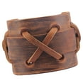 thumbnail image 4 of 5.2cm de ancho de cuero Biker para hombre marrón / negro brazalete Sunnimix Pulsera para hombre Punk Biker, 4 of 8