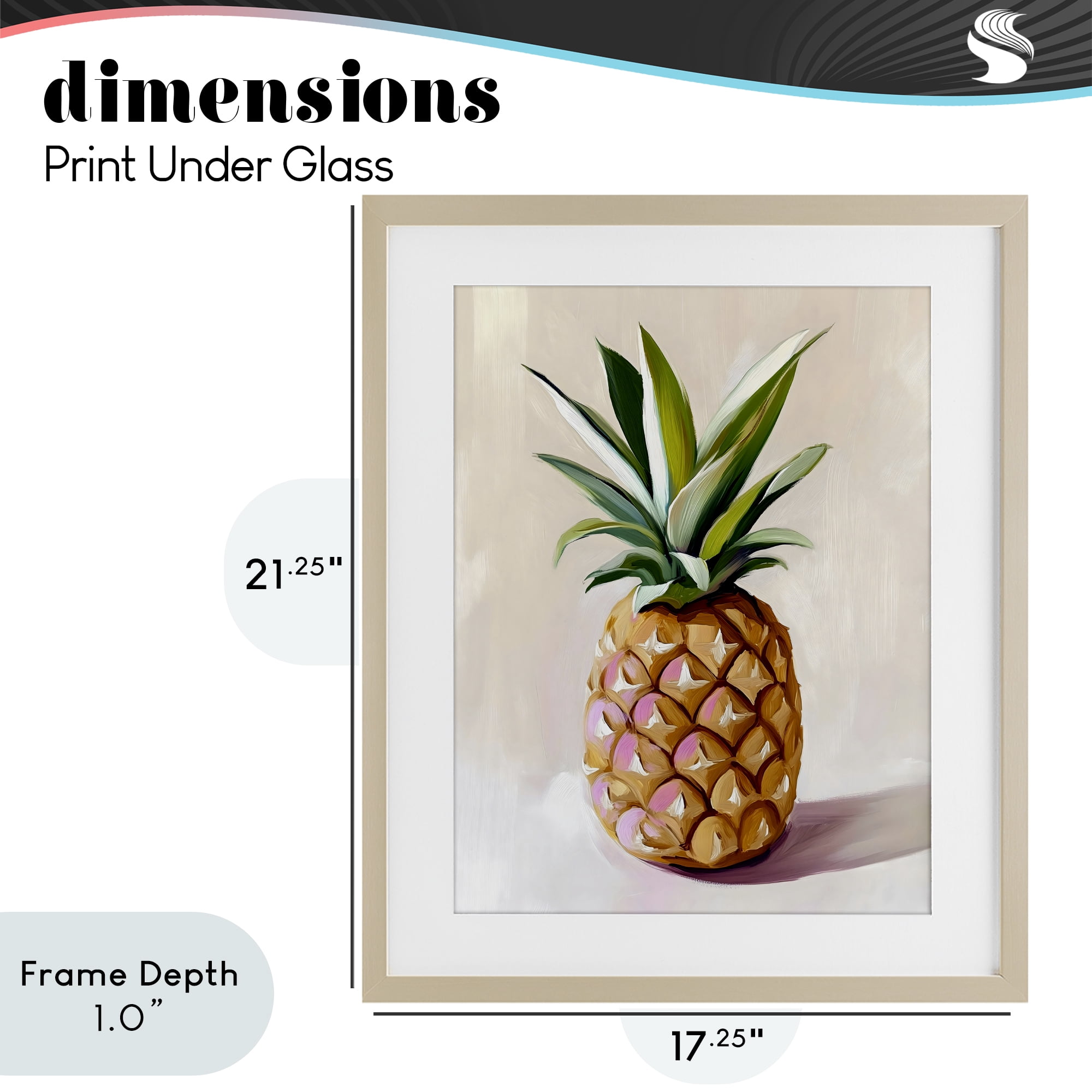 Stupell Industries Pastel Pineapple Tropical Fruit Birch Framed Print Under Glass, design by The Prints Vibe
