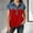 Red, variant on OGLCCG Denim Shirts for Girls Button Up V Neck Lapel Collar Casual Short Sleeve Tees-Shirts Fashion Patchwork Western Blouses 4-15 Years