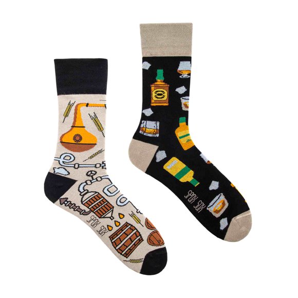 SPOX SOX - Mens & Ladies Mismatched Novelty Odd Socks - Whisky