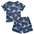 thumbnail image 5 of joogoo Monkey Surfing Pattern Pajama Sets Short Sleeve Cotton 2-Piece Sleepwear 12Y, 5 of 7
