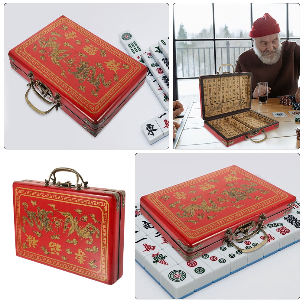Lidded Mahjong Storage Box Mahjong Set Storage Case Gift Wrapping Box for Mahjong