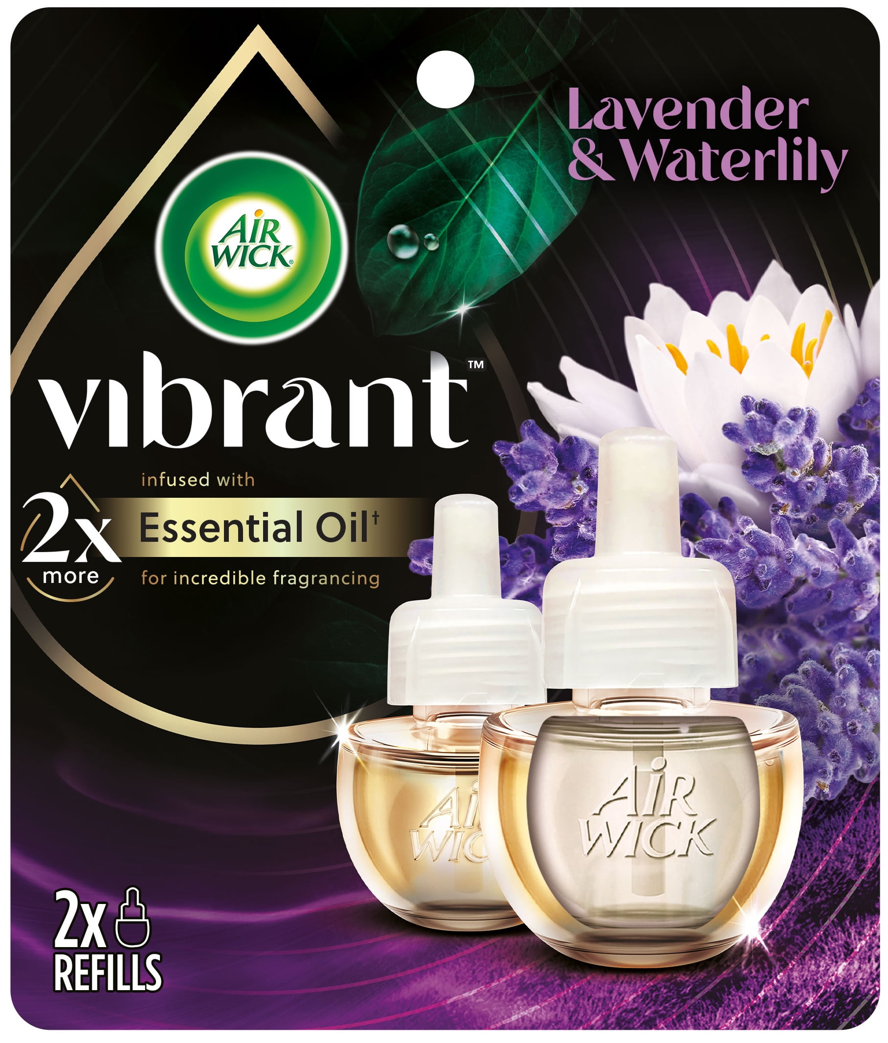 Air Wick Vibrant Plug in Scented Oil Refill, 2ct, Lavender & Waterlily