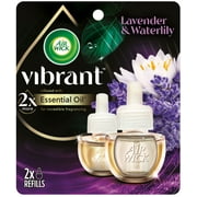 Air Wick Vibrant Plug in Scented Oil Refill, 2ct, Lavender & Waterlily, Air Freshener, Essential Oils