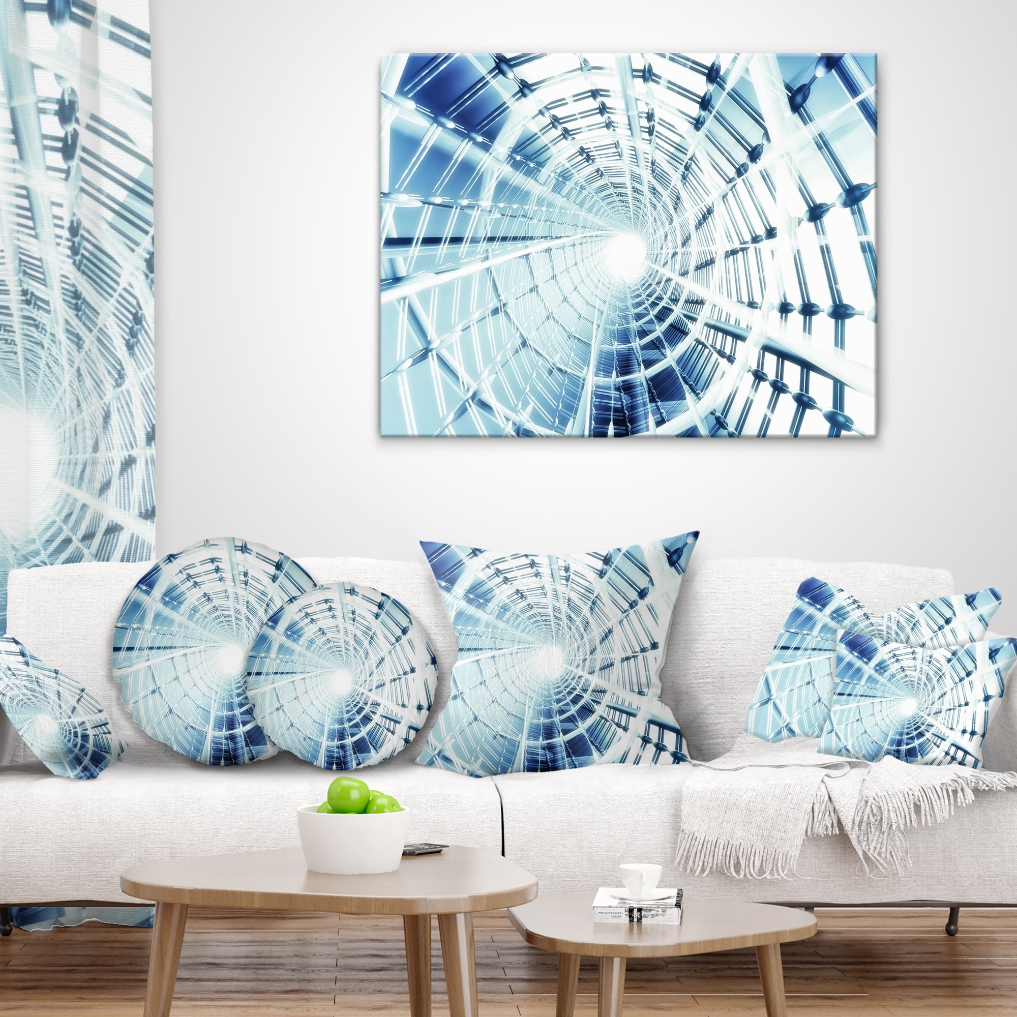 Designart Fractal 3D Network Spiral - Contemporary Throw Pillow - 12x20