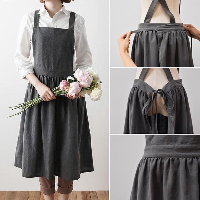 Delantal de Cocina Perfecl con Babero para Mujer Suave Gris 75x95 cm