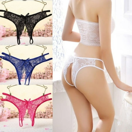 Women Sexy Lace Briefs Crotchless Panties Knickers G-string Thong