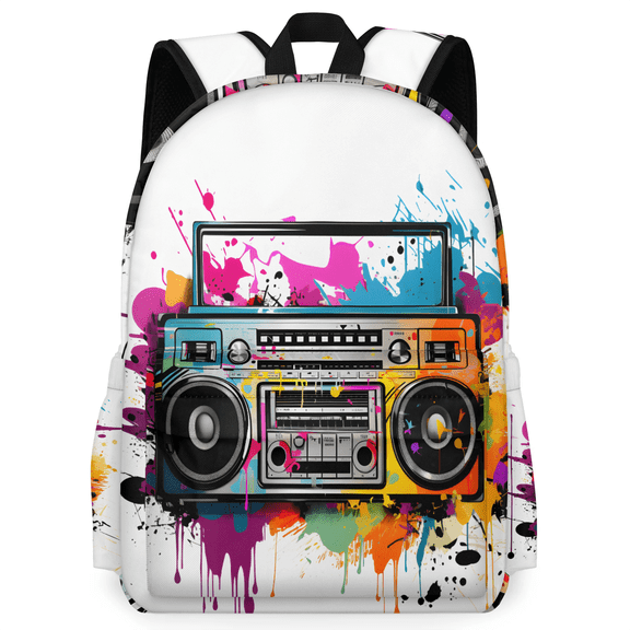 Herdesigns Musical Theme Backpack for Men Women, Lightweight Laptop Backpack 16.3 Inch Music Player Casual Daypack for Travel Work Commuter