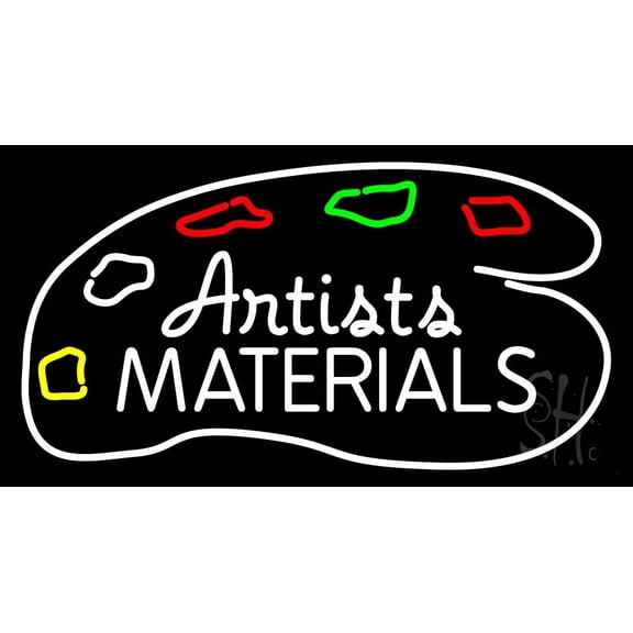 Artists Materials LED Neon Sign 20 x 37 - inches, Clear Edge Cut Acrylic Backing, with Dimmer - Bright and Premium built indoor LED Neon Sign for art gallery, and exhibition.