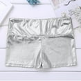 thumbnail image 5 of Yruioon Kids Girls High Waist Metallic Dance Shorts Gymnastics Workout Bottoms Swimwear Activewear Silver 6, 5 of 7