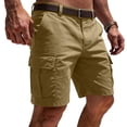thumbnail image 3 of Cargo Shorts for Men Relaxed fit Elastic Waist Athletic Work Shorts Summer Lightweight Hiking Shorts Multi Pockets,XXL,#03 Khaki, 3 of 6