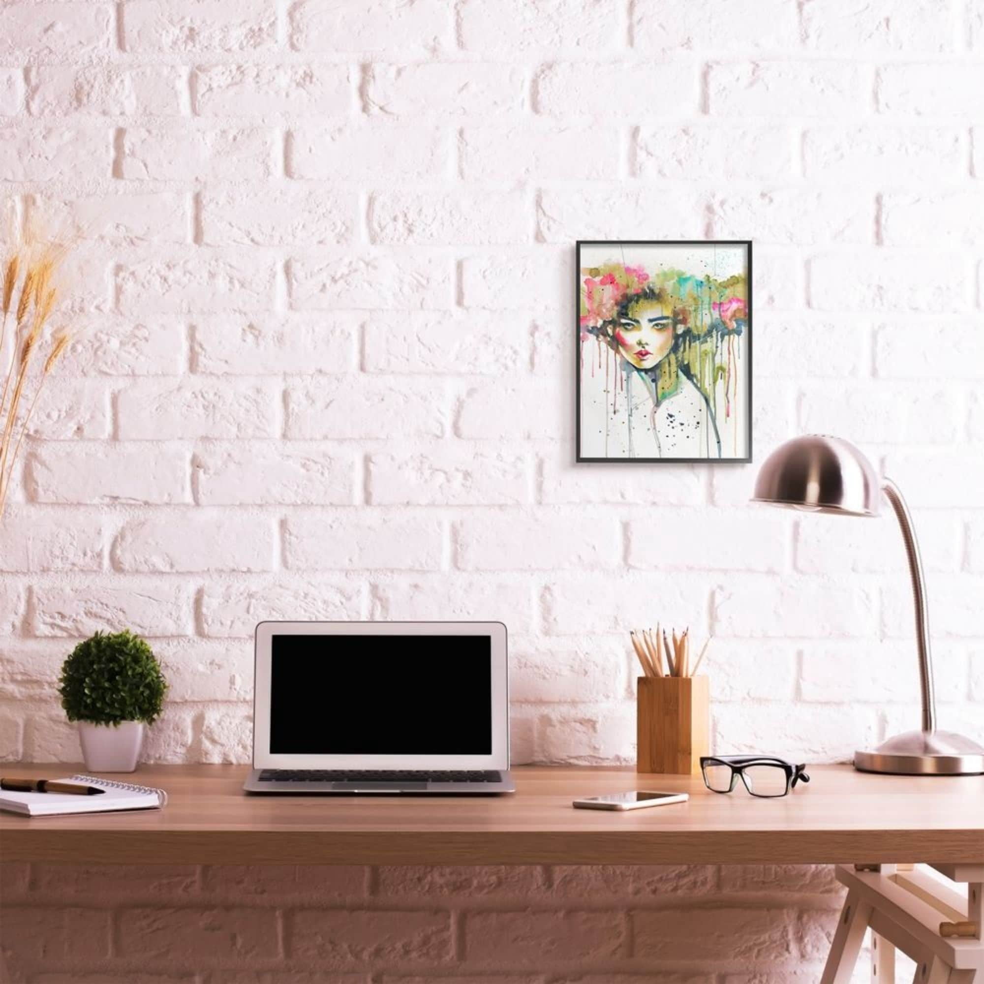 Stupell Industries Colorful Female Fashion Portrait Watercolor Crown Design by Elisaveta Stoilova