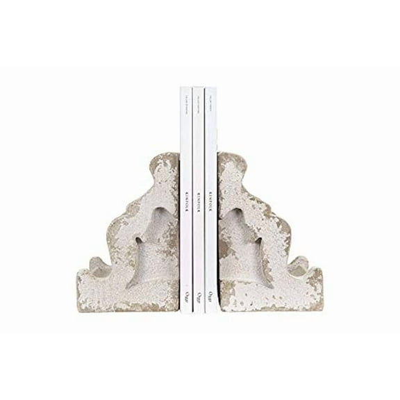 3R Studios Classic Magnisium/Metal Corbel Bookends, 4.1" x 7.9", White
