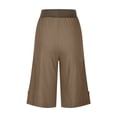 thumbnail image 6 of IROINNID Bermuda Shorts for Women Spring And Autumn Solid Elastic Waist Cotton Linen Versatile Straight Leg Pants Capri,Brown, 6 of 6