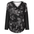 thumbnail image 4 of Top de manga larga con cuello en V y encaje con estampado de hojas y flores para mujer Fridja  hkj4369, 4 of 8