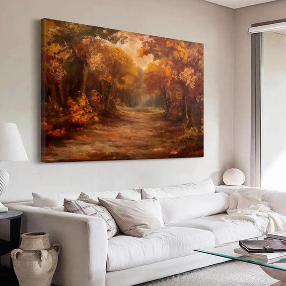 Autumn Forest Wall Art Rustic Cottagecore Landscape Home Decor, 8x12 UNFRAMED