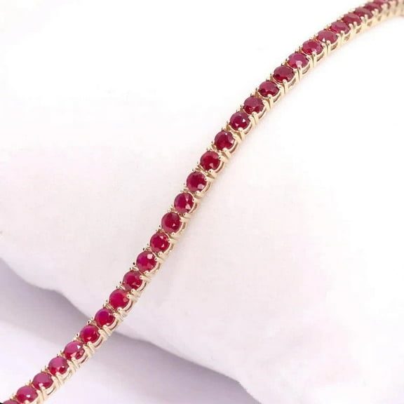 Ruby Tennis Bracelet,14K Gold plated CZ Ruby Bracelet,14k Prong Set Ruby Tennis Bracelet, Layering Bracelet For Women Gift For Her