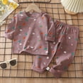 thumbnail image 2 of KPOPLK Baby Girl Outfits Fall Girl Winter Clothes Cute Print Long Seeve Sweatshirt Tops Pants Set Toddler Clothing(8-9 Years,Purple), 2 of 6