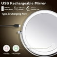 1X/15X Wall Mounted Makeup Mirror with Hook, USB Rechargeable LED 3