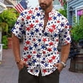 thumbnail image 4 of Yopmin American Flag Shirts for Men Star Print American Flag 4th of July Button Up Shirt Short Sleeve for Parade, 4 of 8