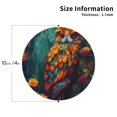 thumbnail image 2 of Fuzoiu Colorful Owl Forest Print Leather Coasters Set,Drink Coasters Set of 4,for Tabletop Protection, Durable PVC Coasters,Home Décor and Housewarming Gift-Round Shape, 2 of 6