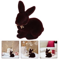 HAMPPLIES Flocked Brown Bunny Rabbit Statue Garden Decor 1Set