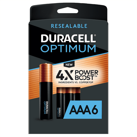Duracell Optimum AAA Battery with 4X POWER BOOST&trade;, 6 Pack Resealable Package