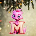 thumbnail image 2 of Harliver Dragon Baby Christmas Hanging Ornaments, 26 Letters Dinosaur Dragon Christmas Ornaments, Cute Cartoon Decorative Car Interior Pendant Hanging Decorations (Pink), 2 of 5
