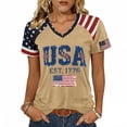 thumbnail image 4 of T Shirts For Women Brown Womens Tops Fashion 250Th Anniversary Print V Neck 250Th Anniversary T Patriotic Tee Summer Tops, 4 of 4