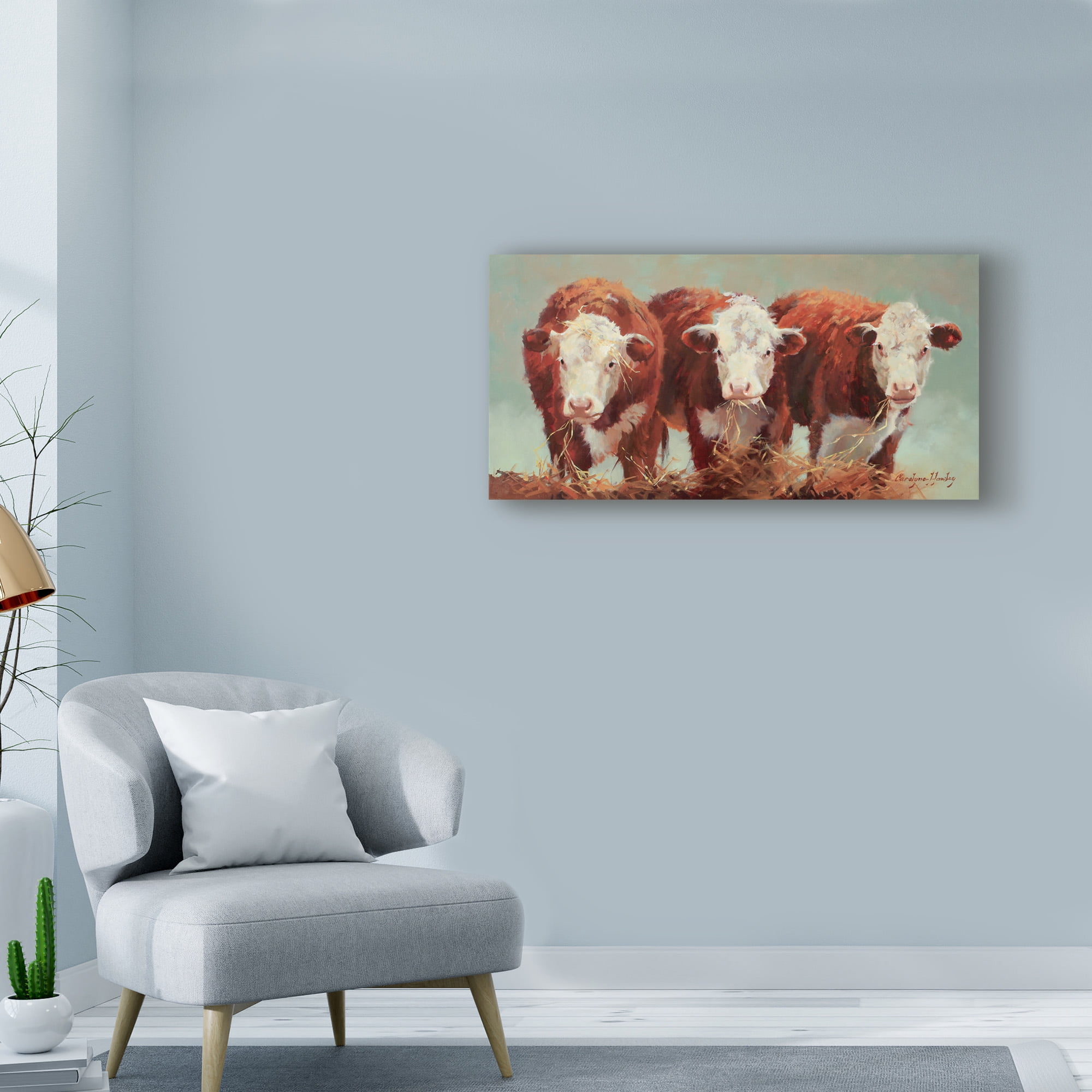 Trademark Fine Art 'Three of a Kind Cows' Canvas Art by Carolyne Hawley