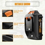 2-Pack Vanon 20V 4.0Ah Power Tool Battery Set for Worx WA3520 WA3525 WG629 WG155s WG156 WG251s WG255s WG540s WG890 WG891 WG921