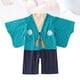 thumbnail image 5 of FELTECHELECTR Mono de bebé tipo kimono japonés de manga larga, traje de bebé, mameluco, ropa para niños pequeños con abrigo azul, adecuado para niños de 3 a 6 meses, 5 of 6