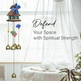 thumbnail image 2 of Wooden House Wind Chimes for Home Décor | 5 Brass Bells Wind Chimes for Positive Energy | Outdoor Window Balcony Garden Decoration Hanging Decorative Items, 2 of 5