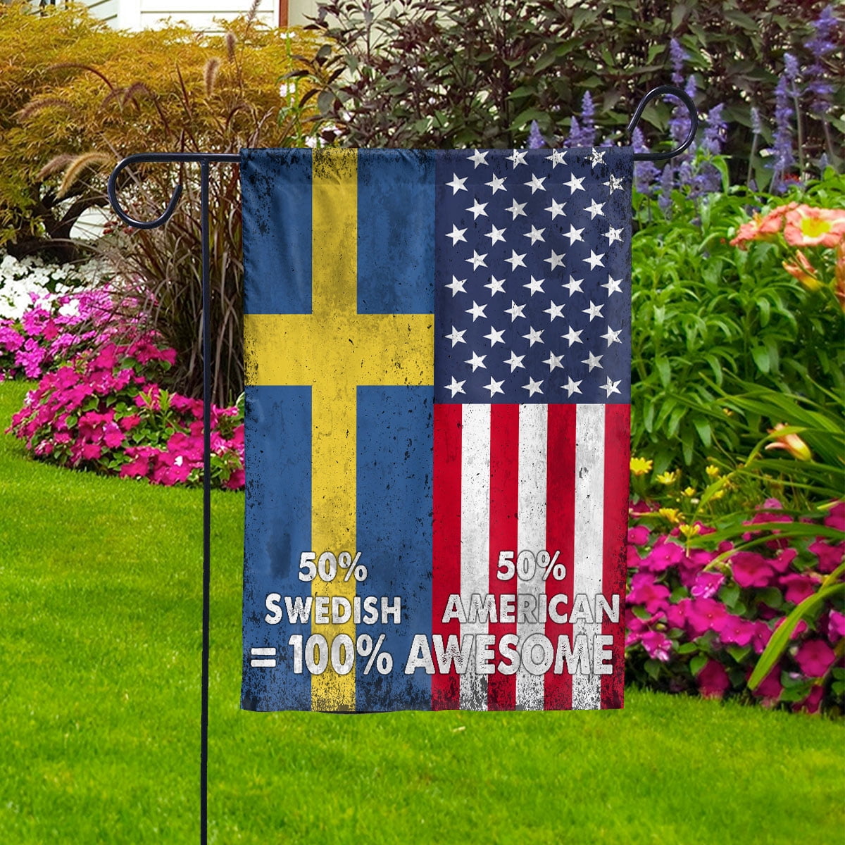 Flag American Half Swedish Flag Swedish American Friendship Sweden U.S.A Patriotic Proud House Flag, Double-Sided Decorative Outdoor Flag, Polyester Yard Flag 29.5 x 39.5 in