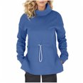 thumbnail image 1 of cfhntfmh Winter Sweater for Women Warm High Neck Long Sleeve Fleece Basic Tops Soft Side Slit Drawstring Waist Pullover Shirts, 1 of 6
