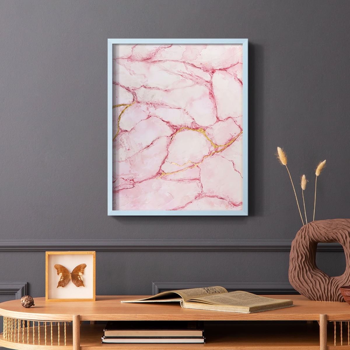 Rose Marble I in Blue Solid Wood 8 x 10 Framed Print