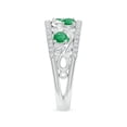 thumbnail image 3 of ANGARA Natural Nature Inspired Round Emerald & Diamond Filigree Ring in 14K White Gold for Women (Size-3mm) | May Birthstone, Birthday, Anniversary, Jewelry Gift for Women | Natural Emerald Ring, 3 of 9