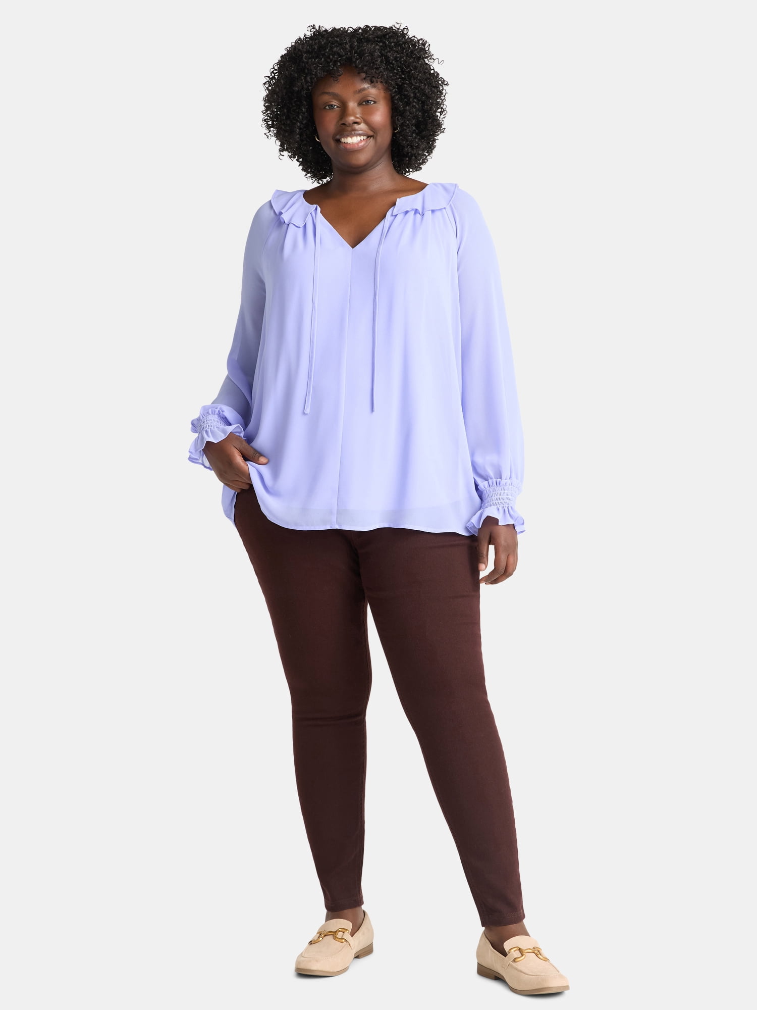 (2 pack) Terra & Sky Women's Plus High Rise Skinny Jegging, 28" Inseam, Sizes 0X-4X