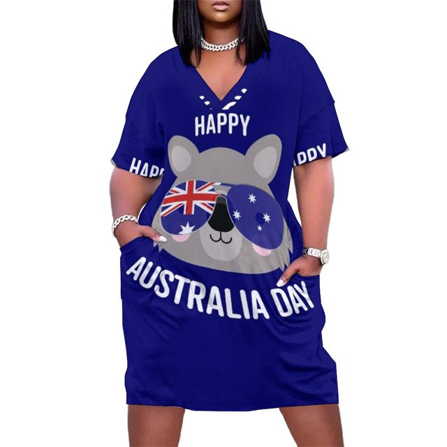 Happy Australia Day - wombat Vestido suelto con bolsillos Vestidos Ropa estética vestidos de noche de lujo 2025