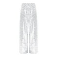 thumbnail image 4 of TiaoBug Kids Girls Sequin Pants Sparkly Wide Leg Trousers Hip Hop Jazz Dance Disco Party Rave Outfits Silver 12, 4 of 5