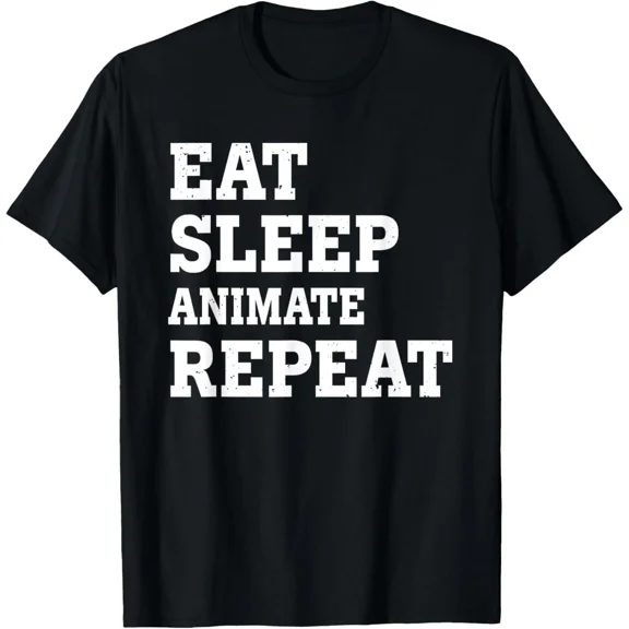 Eat Sleep Animate Repeat Funny Sarcastic Designer Animator Unisex T-Shirt, up to size 5XL