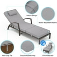 thumbnail image 5 of Outdoor Chaise Lounge Chairs Set of 2, Patio Rattan Reclining Chair with 5-Position Adjustable Backrest, All-Weather Pool Sunbathing Recliners with Rolling Wheels for Outside, Brown and Grey, 5 of 8
