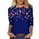 thumbnail image 1 of Camisetas de Manga Larga de las Mujeres Imprimir 3/4 Manga Cuello Redondo Blusa, Camiseta Casual para la Primavera Y el Verano, 1 of 5