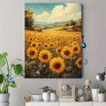 thumbnail image 4 of Qisvanset Framed Canvas Wall Art, 12x16 Inch Sunflower Field Rustic Farmhouse Summer Decor, 4 of 8