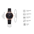 thumbnail image 3 of Reloj de pulsera con correa de PU ajustable para mujer, esfera redonda, reloj decorativo de cuarzo, color negro, 3 of 4